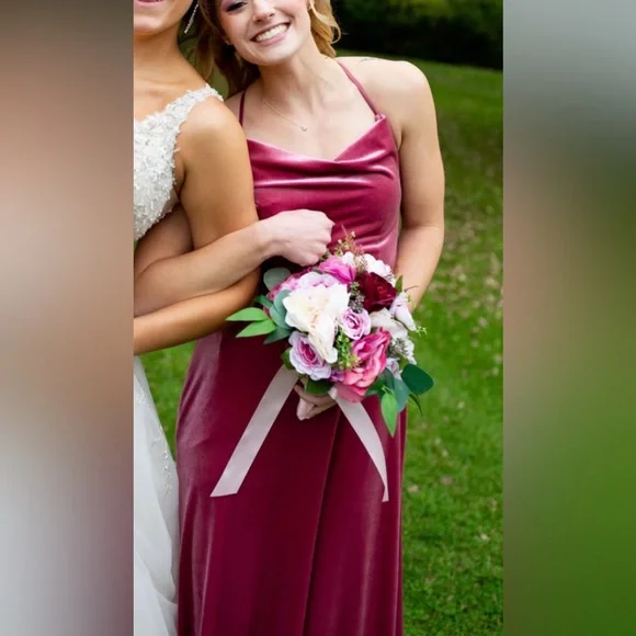 Mori Lee Dresses Mori Lee Velvet Cowl Neck Bridesmaids Dress